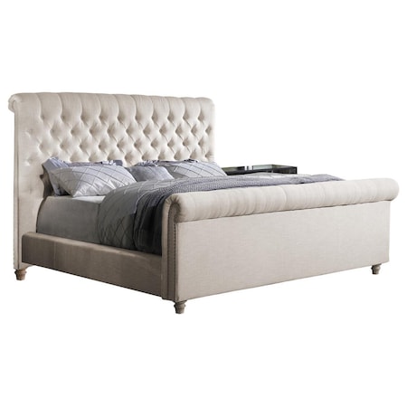 Best Master Furniture Upholstered Tufted Queen Bed, Cream JC100 Cream Queen Bed